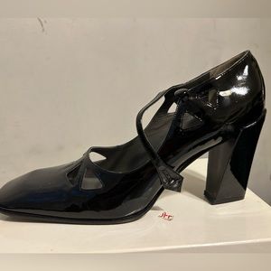 Miu Miu Vtg Women's 39.5  patent black leather  Mary Jane Leather Strap  Heels